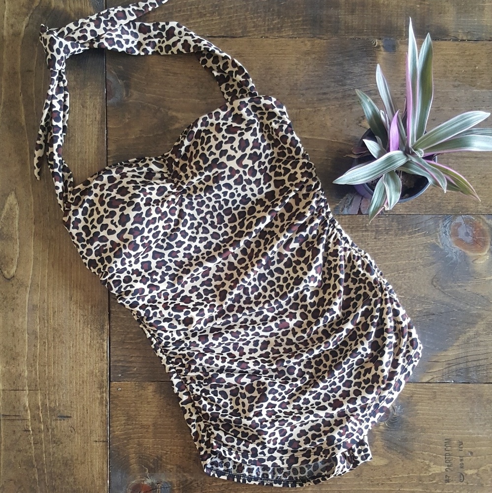 Pin up Rockabilly Cheetah Print Swim Suit